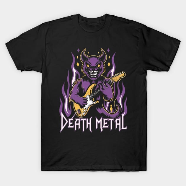 Death Metal Satanic Baphomet Cat T-Shirt by Aldrvnd